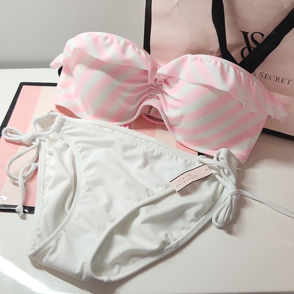 Victoria's Secret Bandeau Bikini - Top size 34C + size small bottoms